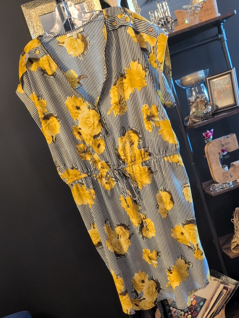 Speed Control Yellow Floral Stripe Top